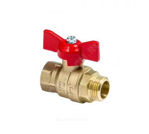 Кран шаровой латунь Эксперт Ду 25 Ру40 ВР/НР полнопроходной бабочка Dist 123Б