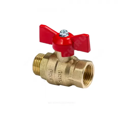 Кран шаровой латунь Эксперт Ду 25 Ру40 ВР/НР полнопроходной бабочка Dist 123Б