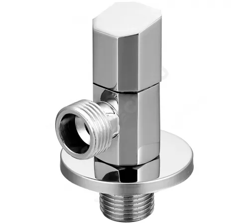 Клапан (вентиль) латунь бытовой хром угловой 1079 G1/2"х3/4" Ру16 НР с отражателем Aquasfera 1079-02
