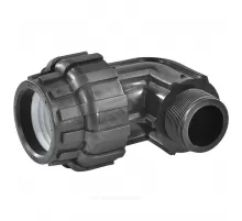 Отвод компрессионный ПЭ Дн 63х2"х90гр НР 1000311