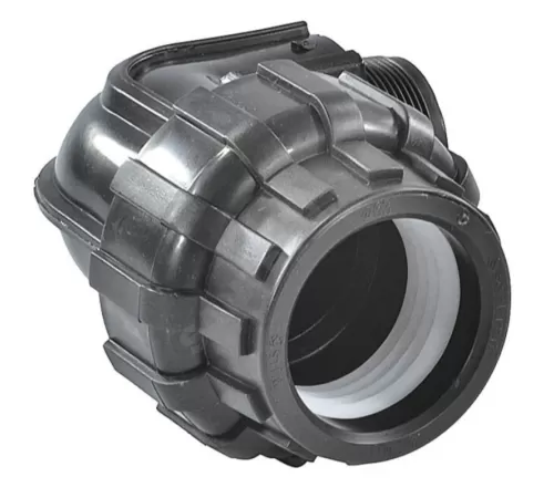 Отвод компрессионный ПЭ Дн 63х2"х90гр НР 1000311