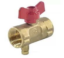 Кран для манометра шаровой латунь 11б27п(м)2 Ду 15 Ру16 ВР G1/2" с бабочкой без фланца с краном Маевского Пензапромарматура 022011111