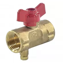 Кран для манометра шаровой латунь 11б27п(м)2 Ду 15 Ру16 ВР G1/2" с бабочкой без фланца с краном Маевского Пензапромарматура 022011111