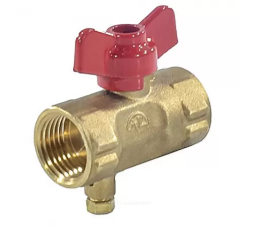 Кран для манометра шаровой латунь 11б27п(м)2 Ду 15 Ру16 ВР G1/2" с бабочкой без фланца с краном Маевского Пензапромарматура 022011111