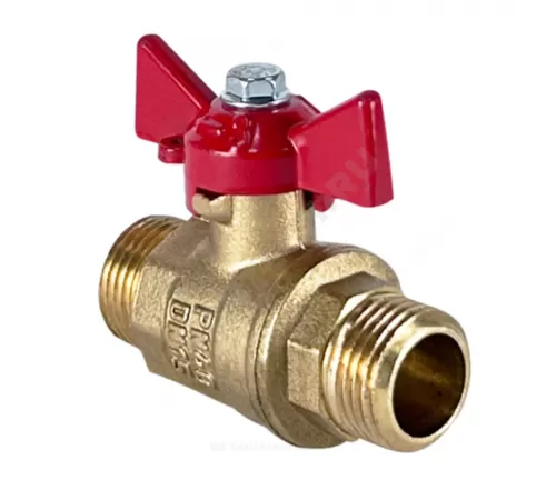 Кран шаровой латунь 11Б27фт1М Ду 15 Ру40 НР бабочка красная VALFEX VF.219.LB1.012.N/P59