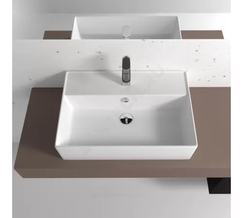 Умывальник мебельный Novel 60 1 отверстие под смеситель по центру белый Sanita Luxe WB.FN/Novel/60-C/WHT.G/S1