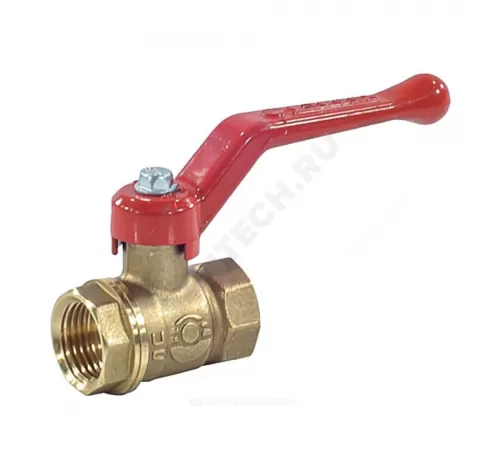 Кран шаровой латунь 11Б27фт1М OPTIMA Ду 15 Ру25 ВР полнопроходной рычаг красный VALFEX VF.214.L0R1.012