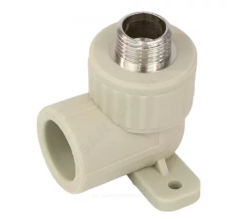 Угольник PP-R комбинированный серый Дн 20х1/2" НР с креплением VALFEX 10121020Г