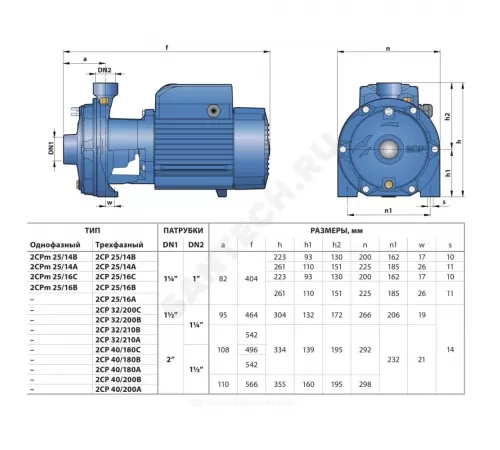 Насос вихревой 2 CPm 25/14 A Pedrollo 452CM2616AA1