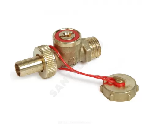 Кран шаровой латунь сливной R608 Ду 20 Ру10 НР 3/4" под отвертку без заглушки со штуцером Giacomini R608Y024