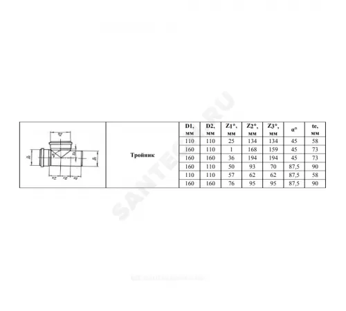 Тройник PP-B переходной коричневый Дн 160х110х87гр б/нап в/к VALFEX 34160110