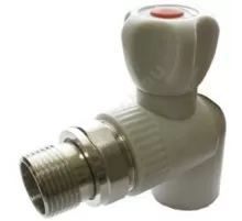 Кран шаровой PP-R серый Дн 25х1/2" НР угловой для радиатора VALFEX 10148125Г