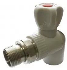 Кран шаровой PP-R серый Дн 20х1/2" НР угловой для радиатора VALFEX 10148020Г