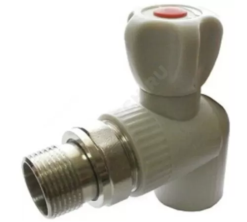 Кран шаровой PP-R серый Дн 25х1/2" НР угловой для радиатора VALFEX 10148125Г