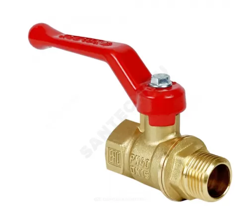 Кран шаровой латунь 11Б27фт1М Ду 15 Ру40 ВР/НР рычаг красный VALFEX VF.215.LR1.012.N/P59