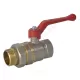 Кран шаровой латунь никель 11Б27фт1М Ду 15 Ру40 ВР/"американка" полнопроходной рычаг красный VALFEX VF.225.NR1.012