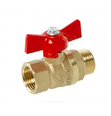 Кран шаровой латунь Стандарт 231 аналог 11б27п1 Ду 15 Ру40 ВР/НР бабочка красная ГАЛЛОП 107165