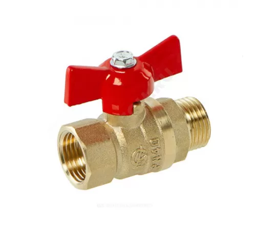 Кран шаровой латунь Стандарт 231 аналог 11б27п1 Ду 15 Ру40 ВР/НР бабочка красная ГАЛЛОП 107165