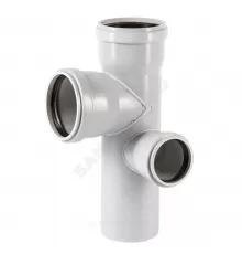 Крестовина PP-MD 2-уровневая правая бесшумная светло-серая Skolan Safe SKEPR Дн 110х110х78х87гр (DN110х110х75) б/нап в/к Ostendorf 335985