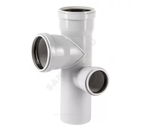 Крестовина PP-MD 2-уровневая правая бесшумная светло-серая Skolan Safe SKEPR Дн 110х110х78х87гр (DN110х110х75) б/нап в/к Ostendorf 335985