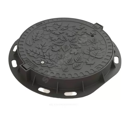 Люк чугун канализационный (К) Л (легкий) ЛИСТВА А15 круглый m=28кг h=65мм с замковым устройством фиксатором Л(А15)-2-60 ГОСТ 3634-2019