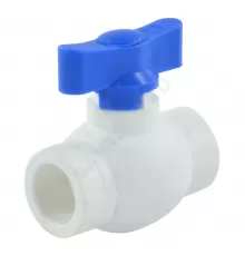 Кран шаровой PP-R син Дн 20 внутренняя пайка бабочка Стандарт RTP (РосТурПласт) 14617