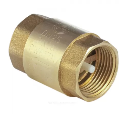 Клапан обратный латунь осевой 3001 Ду 15 Ру16 Тмакс=100 оС ВР 1/2" диск нейлон шток пластик Aquasfera 3001-01