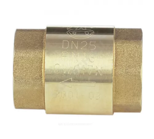 Клапан обратный латунь осевой 3001 Ду 15 Ру16 Тмакс=100 оС ВР 1/2" диск нейлон шток пластик Aquasfera 3001-01