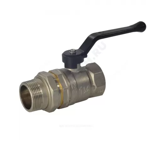 Кран шаровой латунь никель Pride Ду 25 Ру40 ВР/"американка" полнопроходной рычаг черный исп 2 LD 47.307.25.2