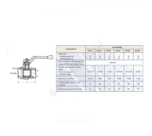 Кран шаровой латунь 11б27п5 Ду 25 Ру16 ВР полнопроходной рычаг красный Цветлит ZW10108