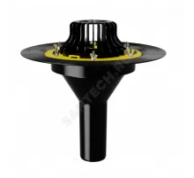 Воронка кровельная VMPro с вертикальным выпуском PP Дн 75 с листвоуловителем, увеличенным металлическим фланцем, закладным элементом в корпусе Fachmann 01.172