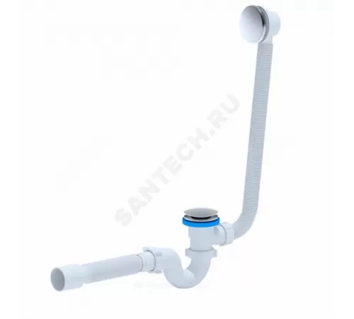 Слив-перелив для ванны трубный автоматический 1 1/2"x40 с гофрой 40х50 слив клапан "клик-клак" (грибок), пробка D=68мм АНИ Пласт EC155G