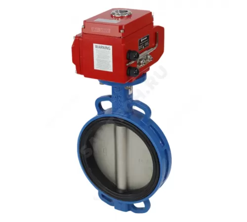 Затвор дисковый поворотный чугун Ду 100 Ру16 межфл с электроприводом Q-070 380В диск нерж манжета EPDM Benarmo 1