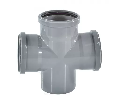 Крестовина PP-H 1-плоскостная серая Дн 110х110х110х87гр б/нап в/к RTP (РосТурПласт) 36473