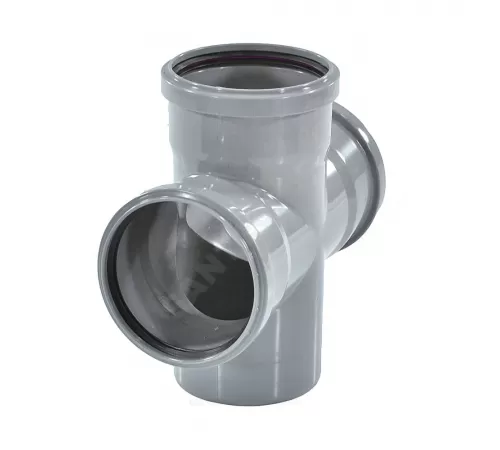 Крестовина PP-H 1-плоскостная серая Дн 110х110х110х87гр б/нап в/к RTP (РосТурПласт) 36473