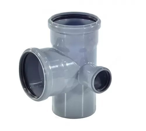 Крестовина PP-H 2-плоскостная правая серая Дн 110х110х50х87гр б/нап в/к RTP (РосТурПласт) 36541