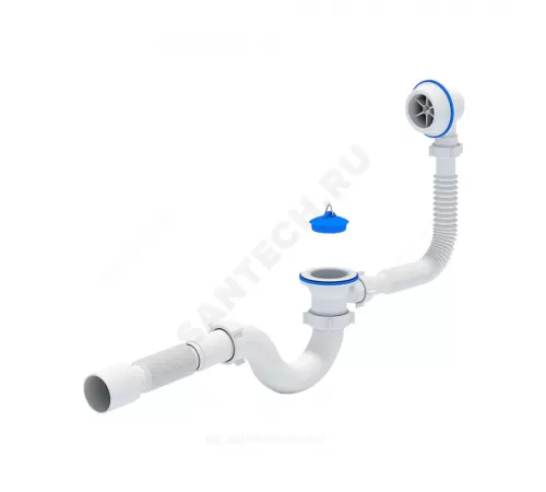 Слив-перелив для ванны трубный с пробкой 1 1/2"x40 с гофрой 40х50 выпуск с пластиковой решёткой D=70мм Варяг АНИ Пласт C6155