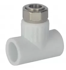 Тройник PP-R комбинированный белый Дн 20х1/2" с накидной гайкой VALFEX 10140020