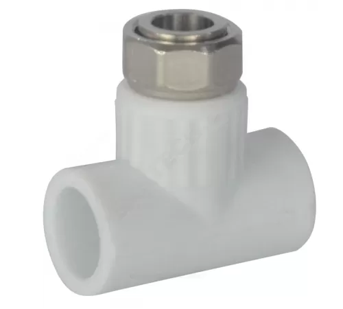 Тройник PP-R комбинированный белый Дн 20х1/2" с накидной гайкой VALFEX 10140020