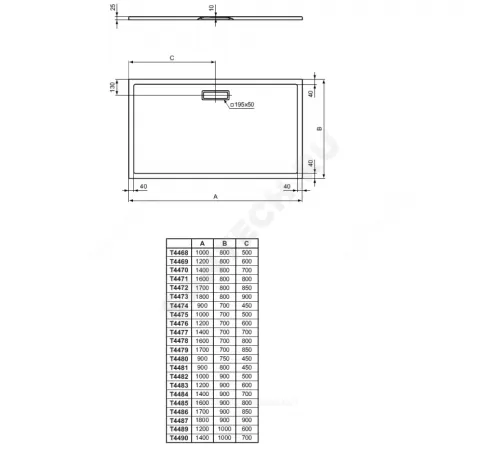 Поддон душевой акрил прямоугольный ULTRAFLAT NEW 1000х800х25 черный Ideal Standard T4468V3