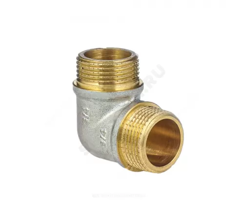 Угольник латунь никель реборда Ду 25 (1") НР/НР 9005 ГОСТ 32585-2013 Aquasfera 9005-03