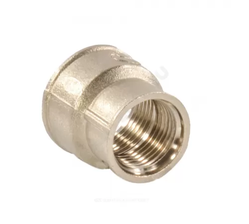 Муфта латунь никель переходная Ду 32х25 (1 1/4"х1") ВР/ВР VALFEX VF.240.N.114.100