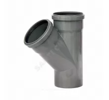 Тройник НПВХ серый Дн 50х50х45гр б/нап в/к Хемкор 2391021