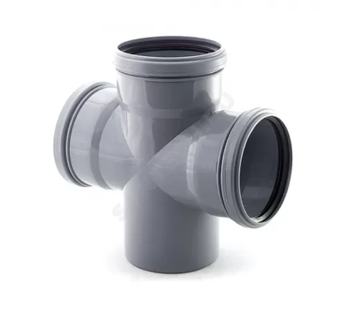 Крестовина PP-H 1-плоскостная серая Дн 50х50х50х87гр б/нап в/к Политэк 135590