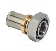 Соединитель для МП/PE-X труб латунь никель пресс Дн 16х2,0 база 16 мм с накидной гайкой RM179 Giacomini RM179X023