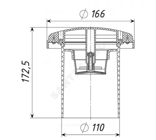 Клапан вакуумный серый Дн 110 Татполимер ТП-900