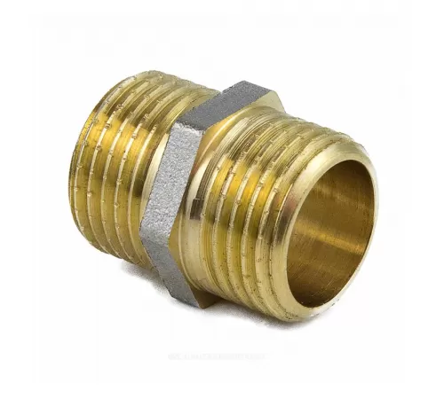 Ниппель латунь никель Ду 40 (1 1/2") НР 9022 ГОСТ 32585-2013 Aquasfera 9022-05