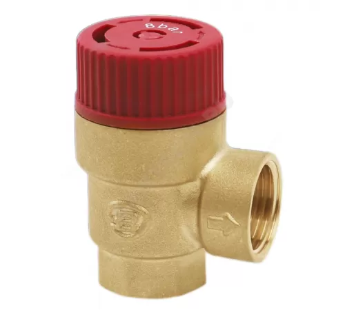 Клапан предохранительный угловой латунь Ду 15х15 ВР G1/2"хG1/2" Рср=8бар Benarmo