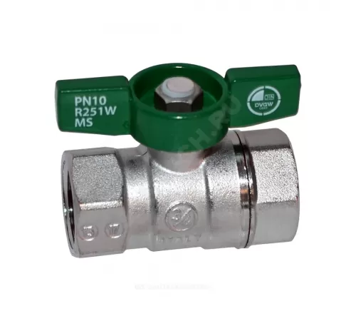 Кран шаровой латунь хром R251W Ду 10 Ру42 ВР бабочка зеленая Giacomini R251WX022