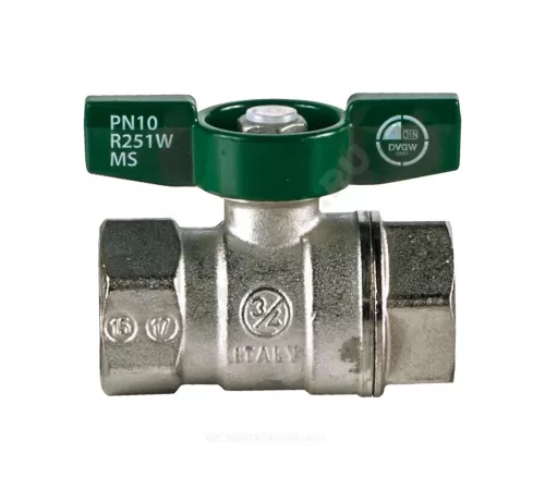 Кран шаровой латунь хром R251W Ду 10 Ру42 ВР бабочка зеленая Giacomini R251WX022